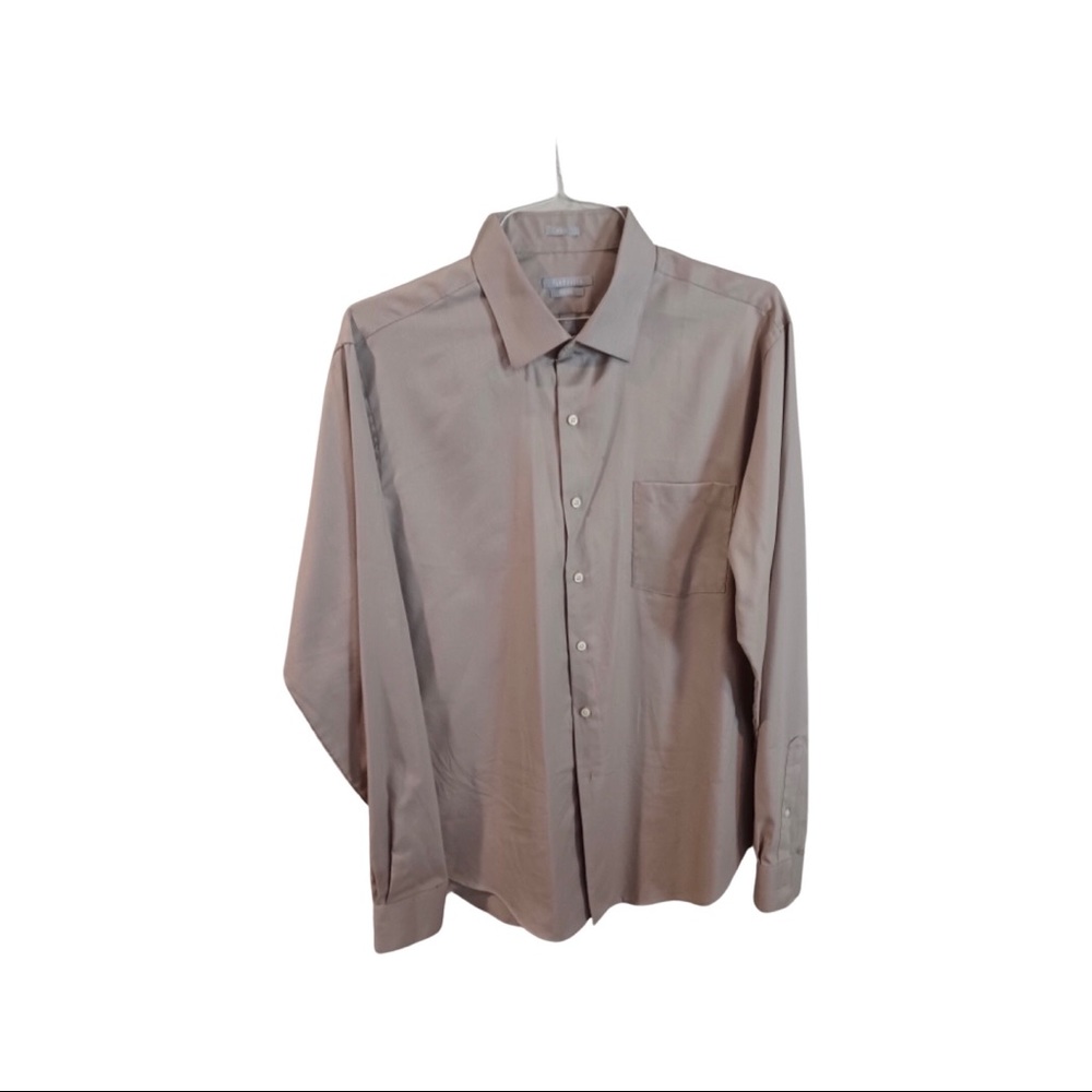 Van Heusen Men’s Long Sleeve Dress Shirt. Size 16 1/2  36/37 Tan Color.